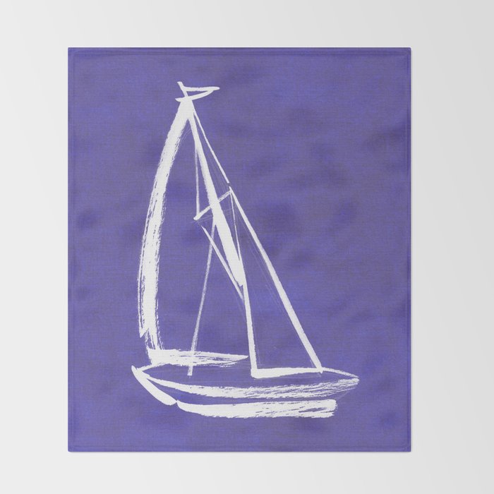 Sailboat Drawing - Indigo Blue Throw Blanket Gallery Image 2