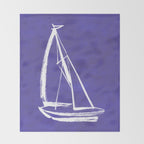 Sailboat Drawing - Indigo Blue Throw Blanket Gallery Image 2