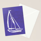 Sailboat Drawing - Indigo Blue Stationery Card Gallery Image 2
