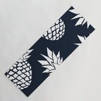 Tropical, Pineapples, Navy Blue ad White Yoga Mat Gallery Image 1