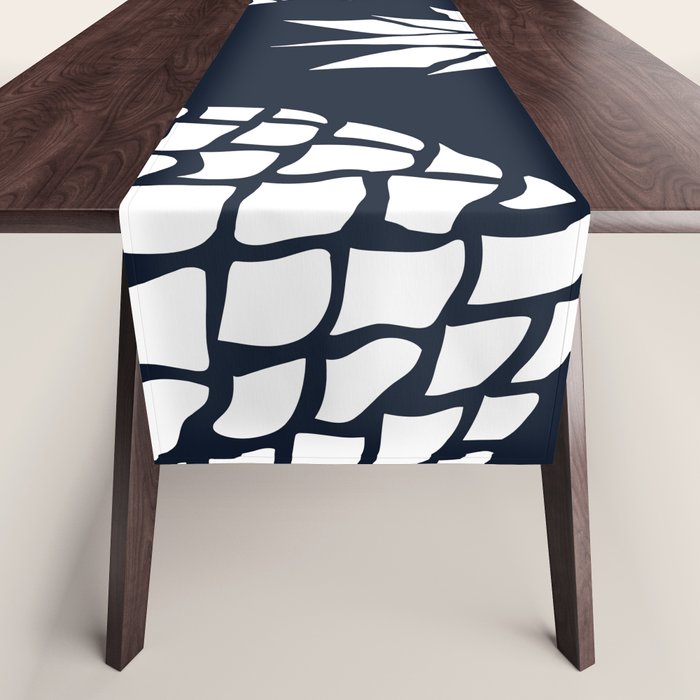 Tropical, Pineapples, Navy Blue ad White Table Runner Gallery Image 1