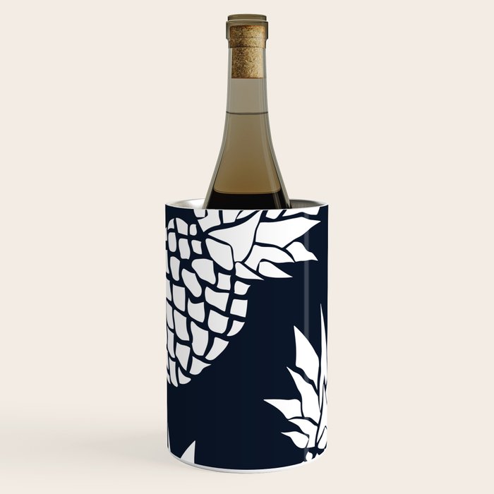 Tropical, Pineapples, Navy Blue ad White Wine Chiller Gallery Image 2