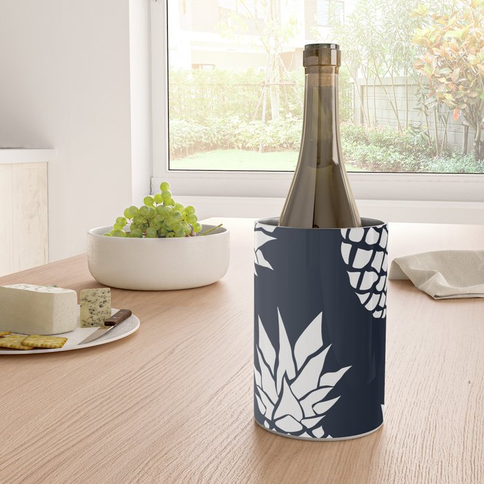 Tropical, Pineapples, Navy Blue ad White Wine Chiller Gallery Image 4