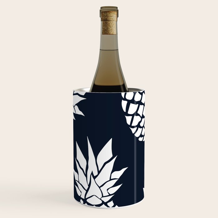 Tropical, Pineapples, Navy Blue ad White Wine Chiller Gallery Image 1