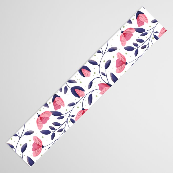 Pink and Blue Floral Tapestry, Poppy Seamless Pattern Table Runner Gallery Image 3