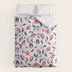 Pink and Blue Floral Tapestry, Poppy Seamless Pattern Comforter Gallery Image 6
