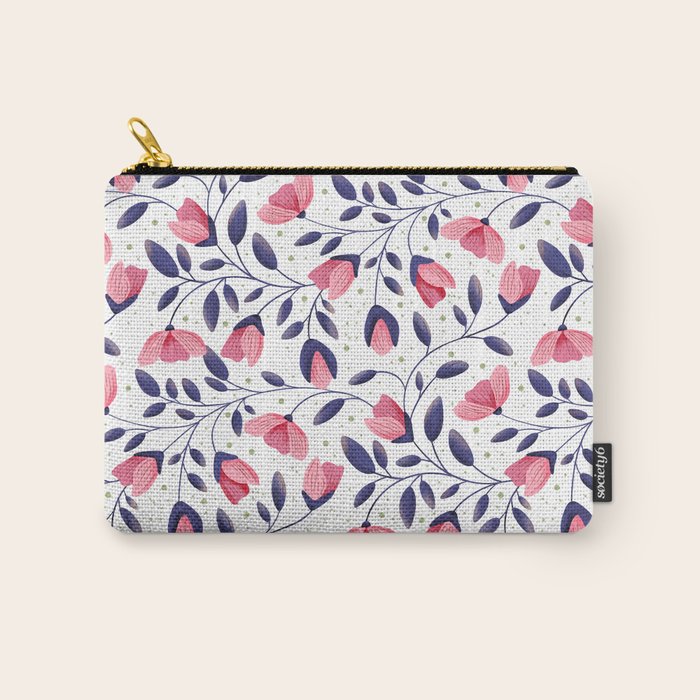Pink and Blue Floral Tapestry, Poppy Seamless Pattern Carry All Pouch Gallery Image 1