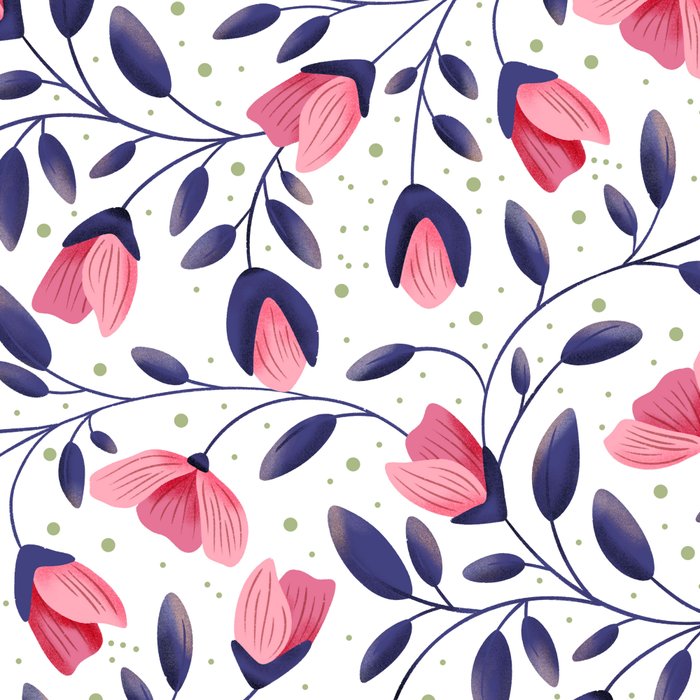 Pink and Blue Floral Tapestry, Poppy Seamless Pattern Coffee Mug Gallery Image 2