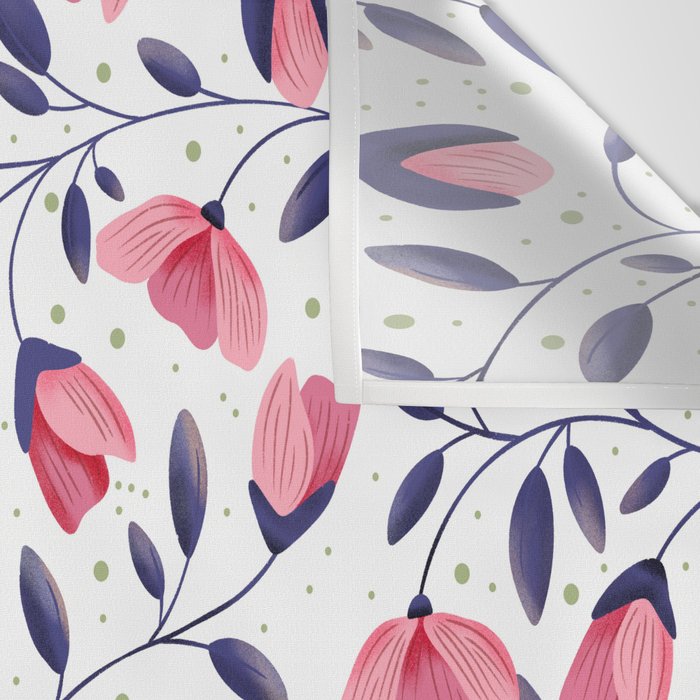 Pink and Blue Floral Tapestry, Poppy Seamless Pattern Wall Tapestry Gallery Image 3