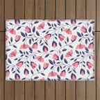 Pink and Blue Floral Tapestry, Poppy Seamless Pattern Outdoor Rug Gallery Image 1