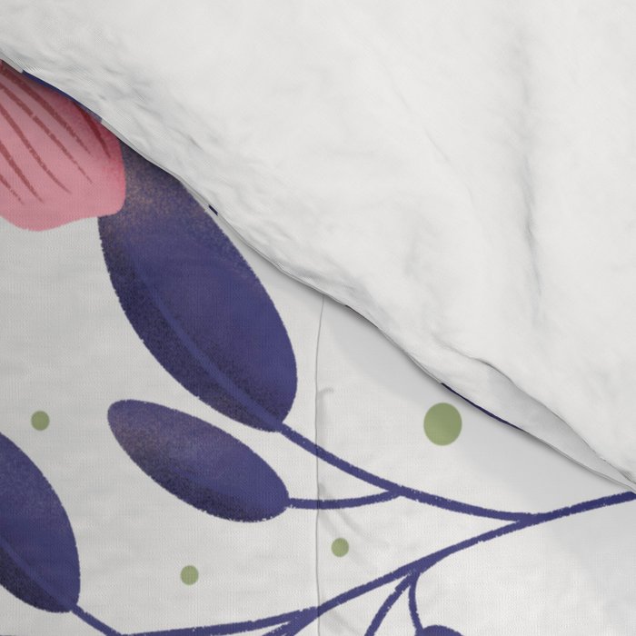 Pink and Blue Floral Tapestry, Poppy Seamless Pattern Comforter Gallery Image 4