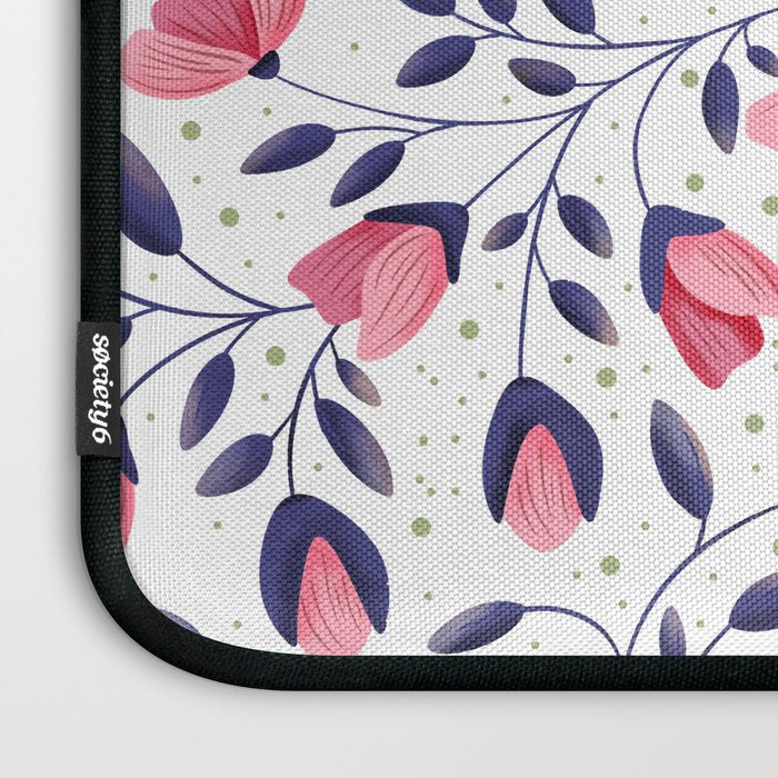 Pink and Blue Floral Tapestry, Poppy Seamless Pattern Laptop Sleeve Gallery Image 3