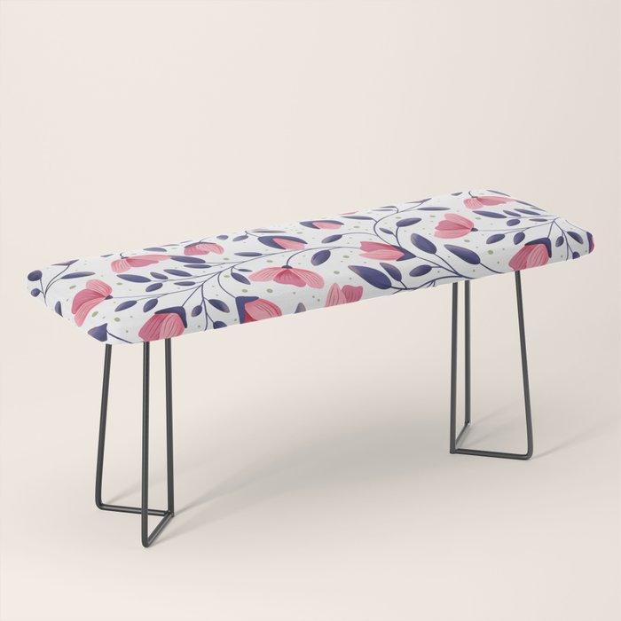Pink and Blue Floral Tapestry, Poppy Seamless Pattern Bench Gallery Image 1