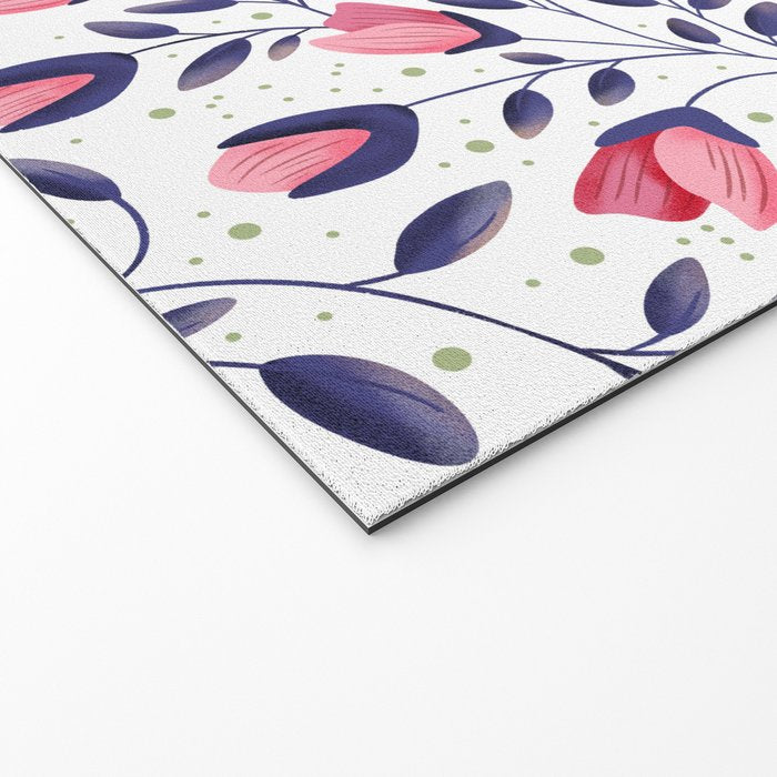 Pink and Blue Floral Tapestry, Poppy Seamless Pattern Welcome Mat Gallery Image 2