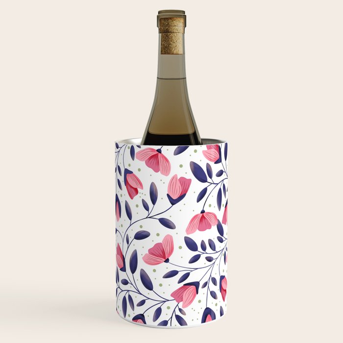 Pink and Blue Floral Tapestry, Poppy Seamless Pattern Wine Chiller Gallery Image 3