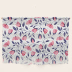 Pink and Blue Floral Tapestry, Poppy Seamless Pattern Wall Hanging Gallery Image 1