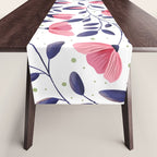 Pink and Blue Floral Tapestry, Poppy Seamless Pattern Table Runner Gallery Image 1