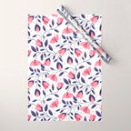 Pink and Blue Floral Tapestry, Poppy Seamless Pattern Wrapping Paper Gallery Image 1