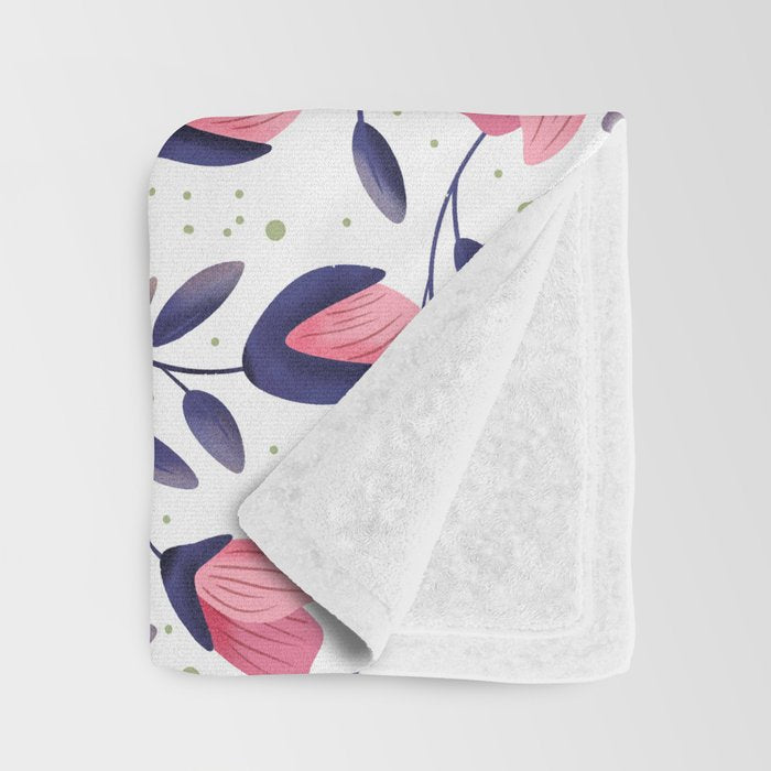 Pink and Blue Floral Tapestry, Poppy Seamless Pattern Throw Blanket Gallery Image 3