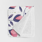 Pink and Blue Floral Tapestry, Poppy Seamless Pattern Throw Blanket Gallery Image 3