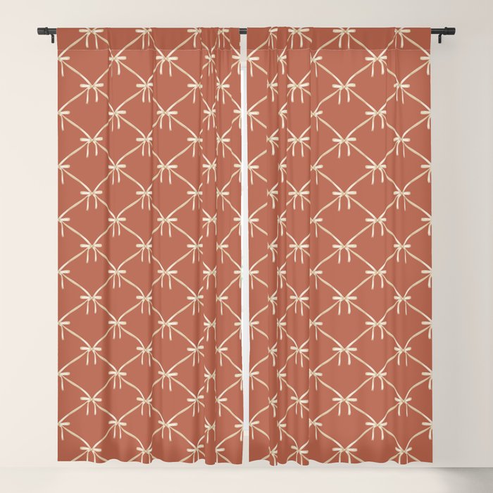 Bows & Ribbons Pattern LVIII Terracotta Orange Window Curtain Gallery Image 5