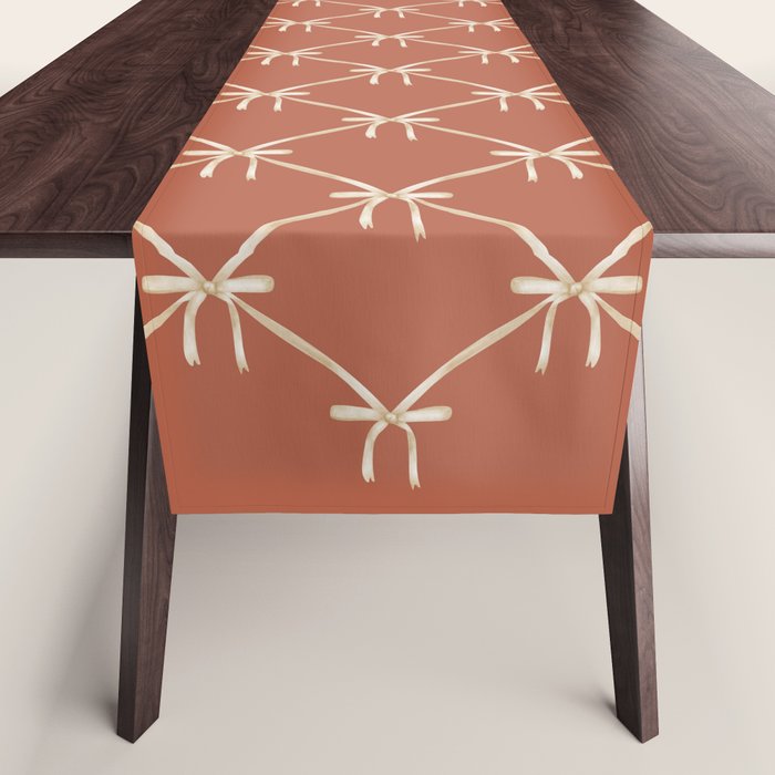 Bows & Ribbons Pattern LVIII Terracotta Orange Table Runner Gallery Image 1