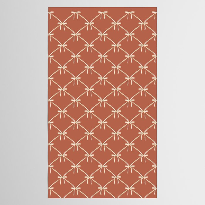 Bows & Ribbons Pattern LVIII Terracotta Orange Tablecloth Gallery Image 2