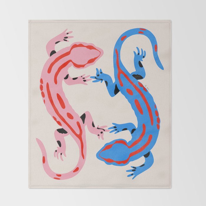 Colorful salamanders Throw Blanket Gallery Image 2