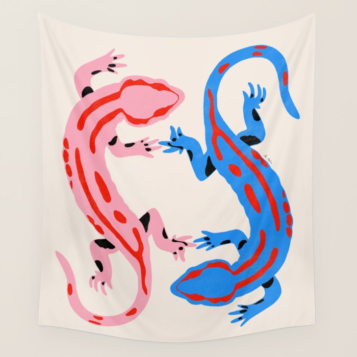Colorful salamanders Wall Tapestry Gallery Image 4
