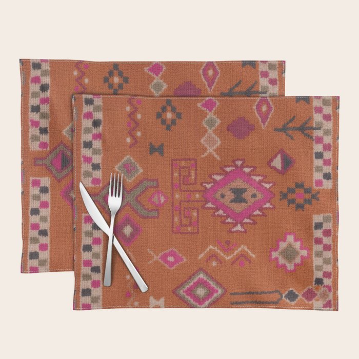 Moroccan Berber Geometric Pattern In Warm Earth Tones Placemat Gallery Image 2