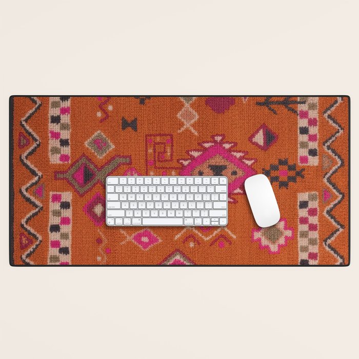 Moroccan Berber Geometric Pattern In Warm Earth Tones Desk Mat Gallery Image 1