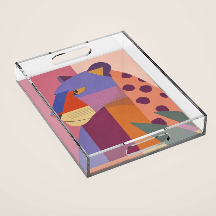 Abstract Leopard Portrait Acrylic Tray Gallery Image 1