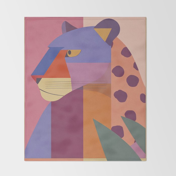 Abstract Leopard Portrait Throw Blanket Gallery Image 2
