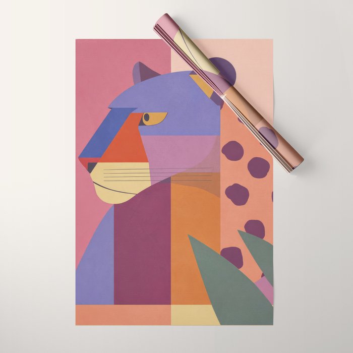 Abstract Leopard Portrait Wrapping Paper Gallery Image 1