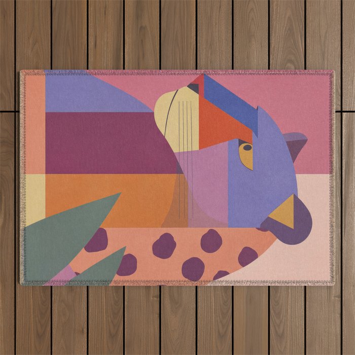 Abstract Leopard Portrait Outdoor Rug Gallery Image 1