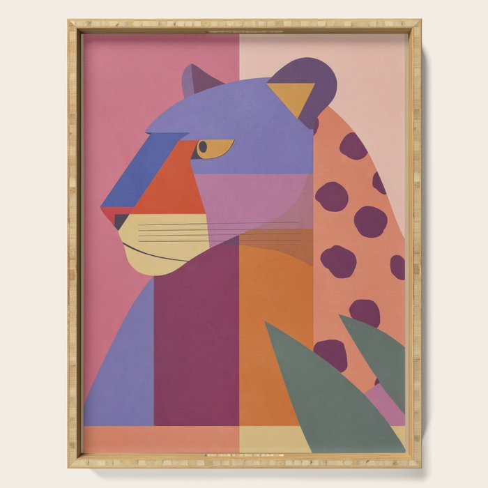 Abstract Leopard Portrait Serving Tray Gallery Image 1