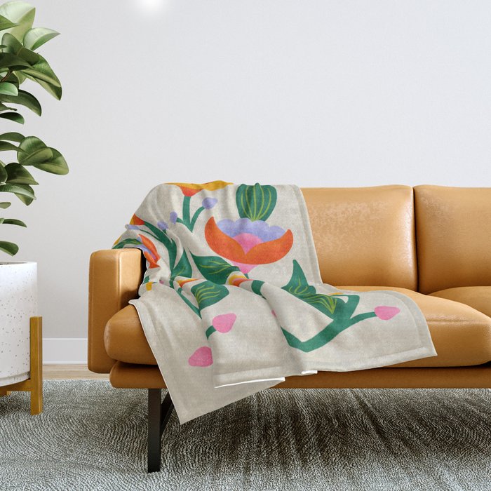 Symmetrical Flowers 2 Throw Blanket Gallery Image 1