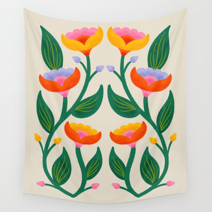 Symmetrical Flowers 2 Wall Tapestry Gallery Image 1