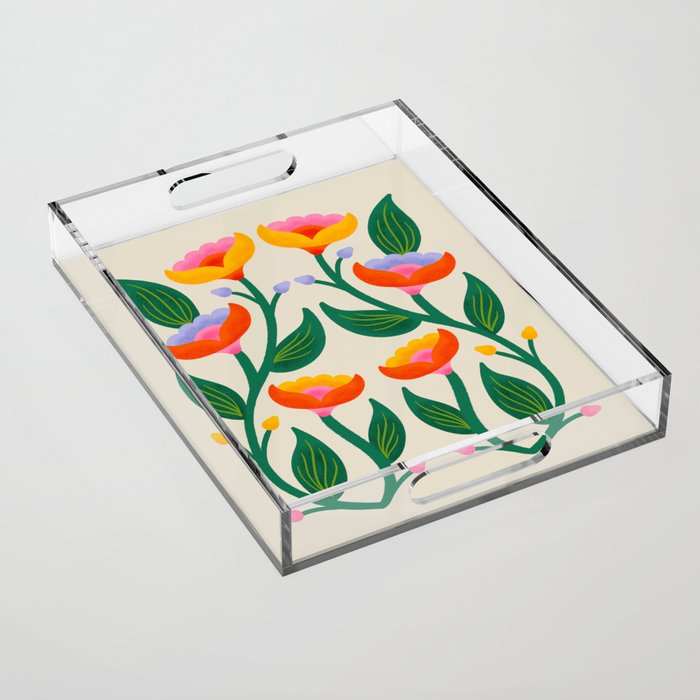 Symmetrical Flowers 2 Acrylic Tray Gallery Image 1