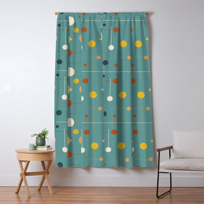 Mid Century Modern Atomic Abstract Pattern Window Curtain Gallery Image 5