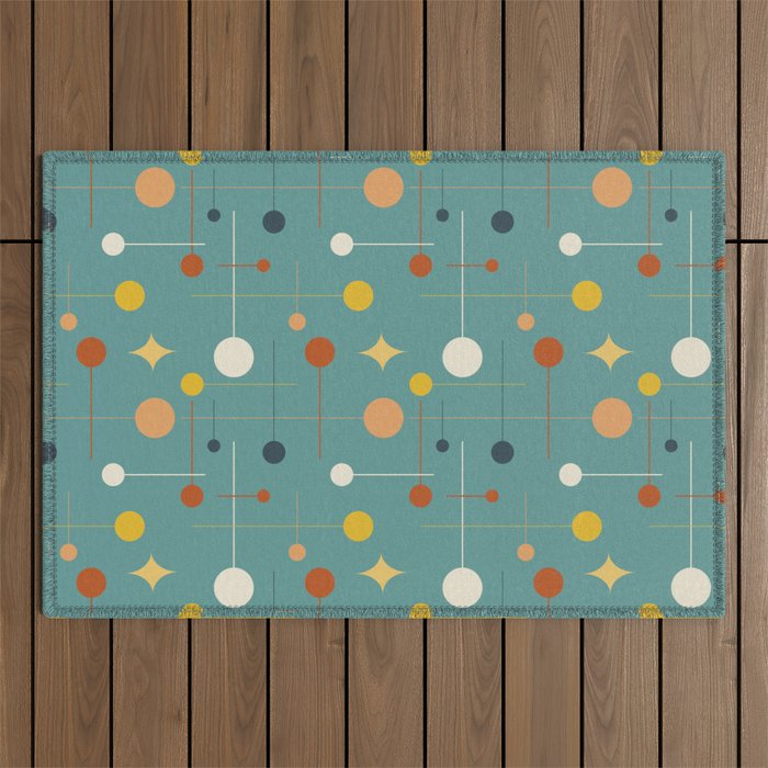 Mid Century Modern Atomic Abstract Pattern Outdoor Rug Gallery Image 1