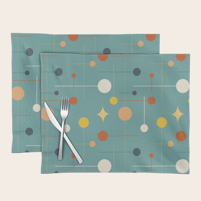 Mid Century Modern Atomic Abstract Pattern Placemat Gallery Image 1