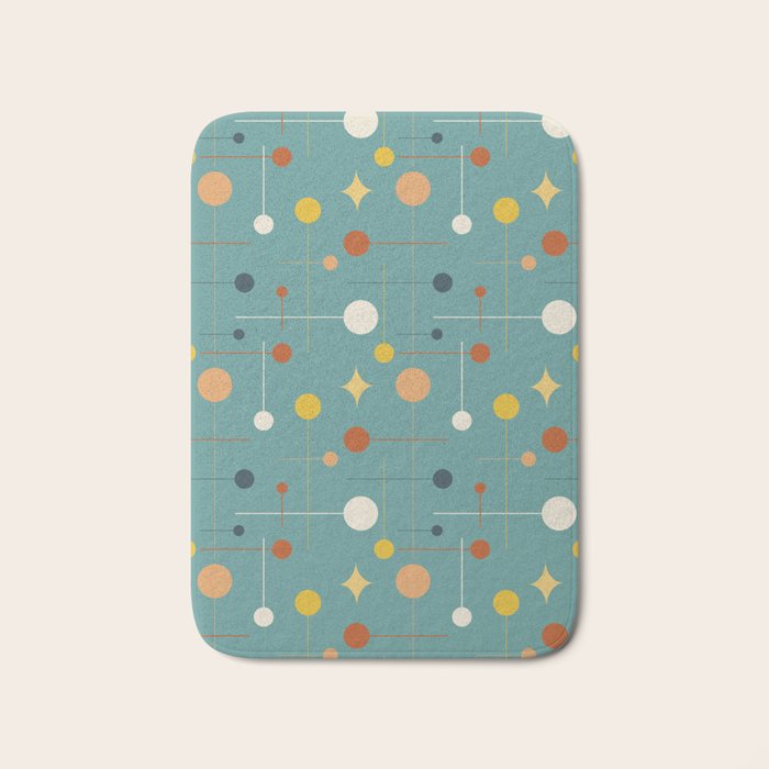 Mid Century Modern Atomic Abstract Pattern Bath Mat Gallery Image 1