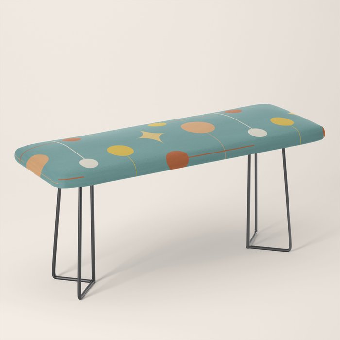 Mid Century Modern Atomic Abstract Pattern Bench Gallery Image 1