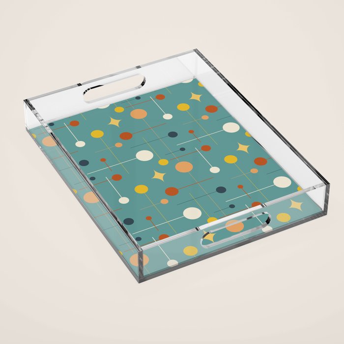 Mid Century Modern Atomic Abstract Pattern Acrylic Tray Gallery Image 1