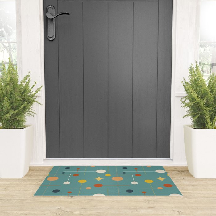 Mid Century Modern Atomic Abstract Pattern Welcome Mat Gallery Image 3