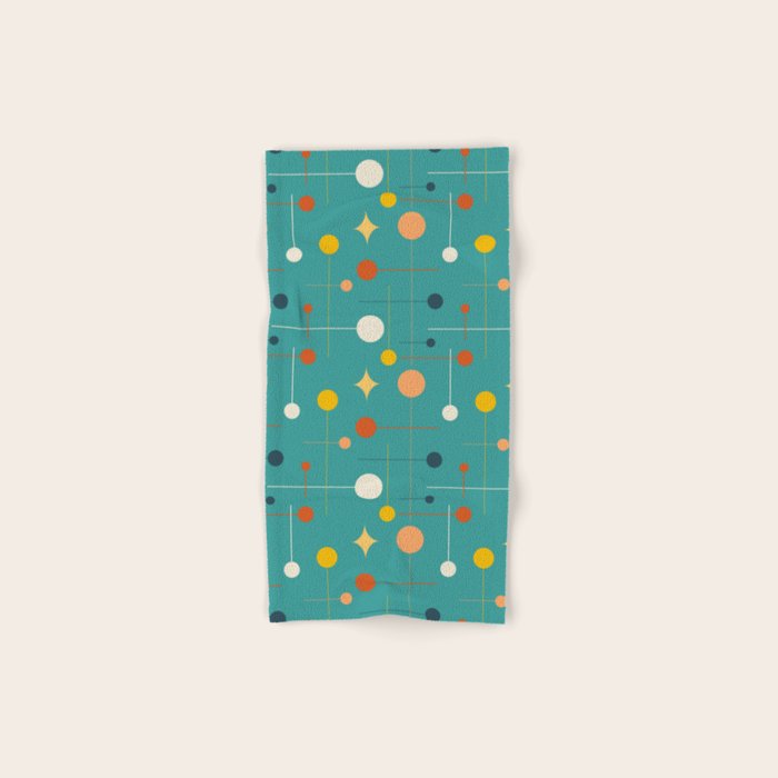 Mid Century Modern Atomic Abstract Pattern Bath Towel Gallery Image 1