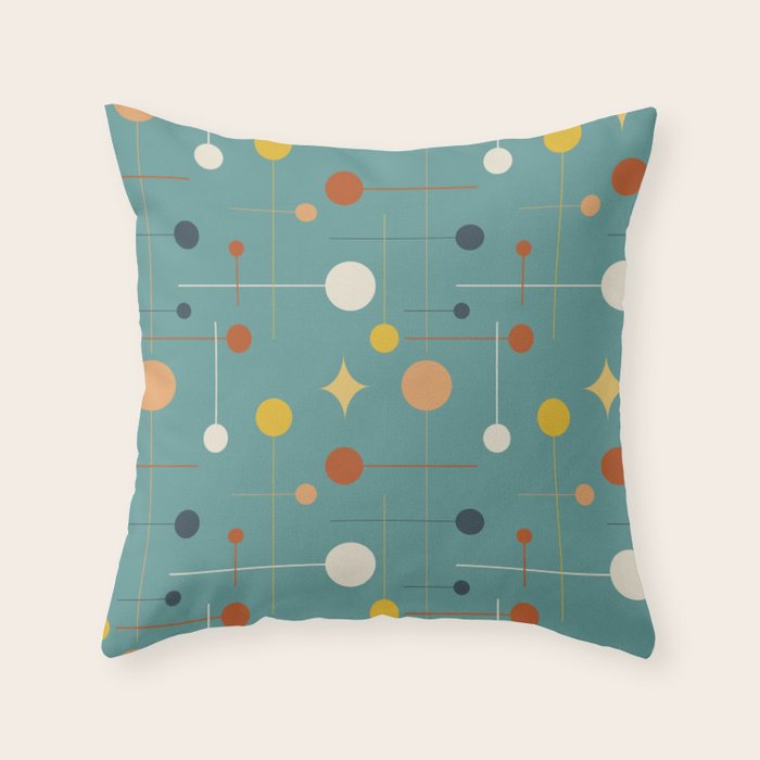 Mid Century Modern Atomic Abstract Pattern Throw Pillow Gallery Image 6