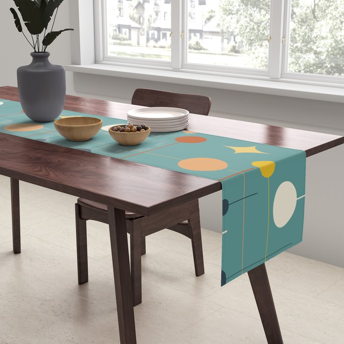 Mid Century Modern Atomic Abstract Pattern Table Runner Gallery Image 2