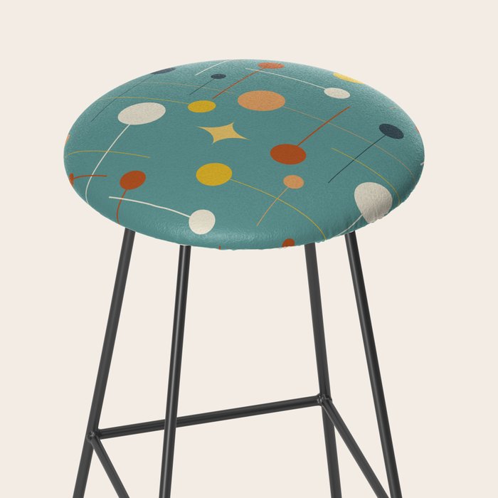 Mid Century Modern Atomic Abstract Pattern Stool Gallery Image 2